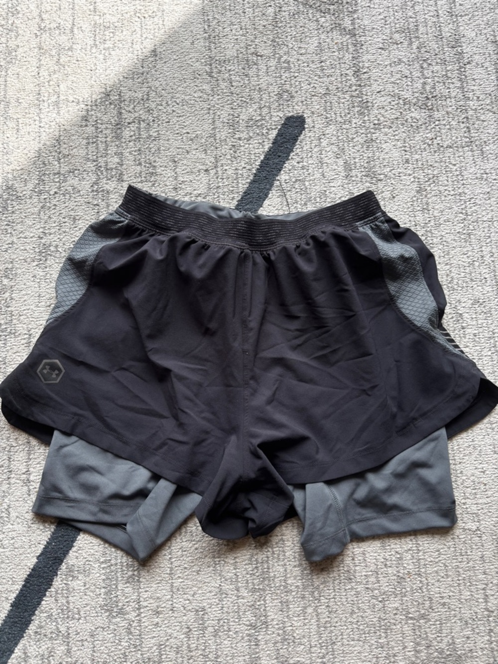 Under Armour Black and Gray Women's 2-in-1 Athletic Shorts